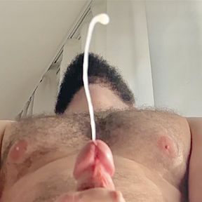 Hairy dad cumming thick load