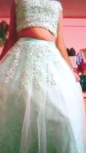 Indian Gay Crossdresser Gaurisissy Feeling Horny in Blue Lehanga