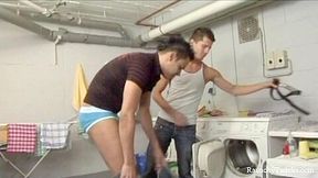 RaunchyTwinks Video: Raw Gay Sex In Laundry Room