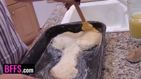 BFFS - The Best Valentines Day Gift Is Three Oiled Up Juicy Pussies Served Straight In The Kitchen