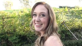 Slutty BBW redhead shows off her camel toe and gets a facial