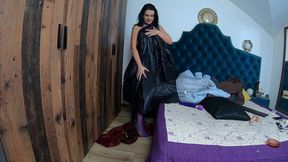 intense masturbation with long puffy jackets, dildo & toys