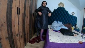 intense masturbation with long puffy jackets, dildo & toys