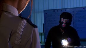 Akiho Yoshizawa as Policewoman Gives Foot Job to Captured Burglar