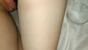 She collects his cum in a glass and inserts it all through a medicine syringe