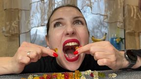 Gummy Bear Destruction in Giant Mouth POV