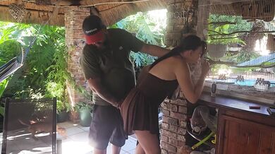 Redhead sundress rides my cock in thunderstorm fucking my gf