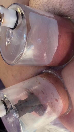 Extreme Close up Double Vacuum Pumping Ass and Pussy