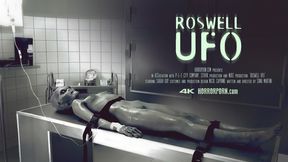 Skinny girl in alien bondage gives a horror-themed blowjob