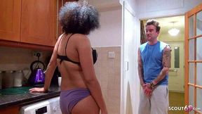 Mature mom helps boyfriend with Morning Bulge to cum with Sex