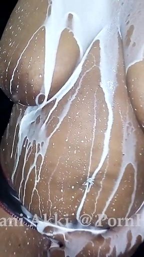 Sri Lankan Milk Bath with Boob Squeezing Shani