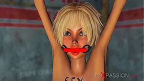 3d hot dickGirl 18+ plays with a horny shemale blonde in the industrial zone