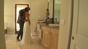 Busty bride is moaning while big cock is slamming her pussy