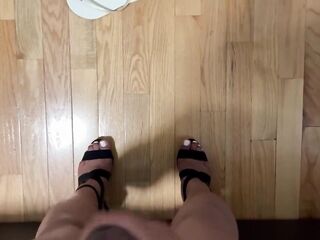 TS Transgender Transsexual SEXY cum leaks and nearly hits her HOT heels and CUTE toeS