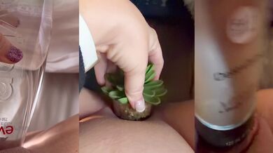 MILF Stuffs Banana Bottle Anal Plug Solo Fetish Orgasm