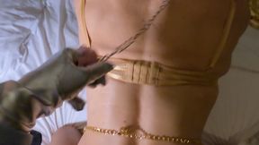 Trixy in gold fucked till cum