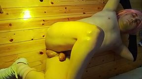 Femboy Enjoys Self-Oil Massage on His Big Butt