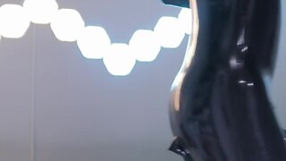 Masturbation in a skin-tight catsuit