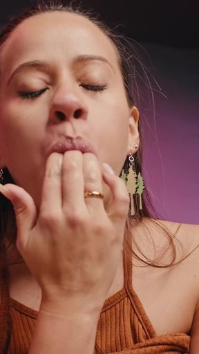 Jolla Plays with a Huge Dildo with Her Feet