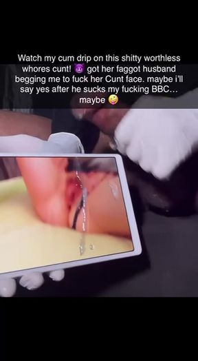 Slim couple enjoys BBC and gooning in a splitscreen cuckold scenario