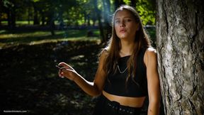 Sexy Russian Babe Smoking Cigarette Indoor Studio