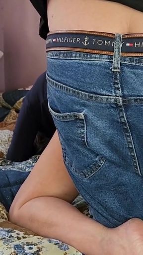 18 year old tight pussy opens up from pleasure while fucking her with a dildo   Clip 2