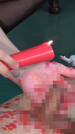 Hot Wax Handjob, Ruined Orgasm, and Post Orgasm Handjob, Mistress Plays with Masochist's Anus and Dick