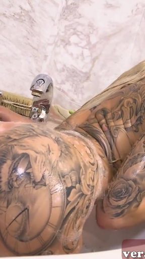 Must-share moment from "German blonde tattoo model lesbians fuck in bathroom"