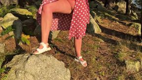 Girl Can't Hold Her Pee and Desperately Pissing Outdoor Compilation