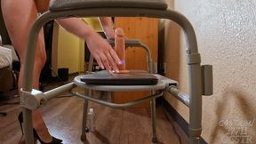 Tilly McReese Suction Dildo Laptop Fuck over Portable Toilet - Up Close 4K