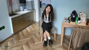 White socks, black shoes, European style straight arm tied and placed ?Chinese Model)