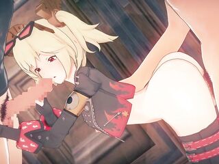 【Zenless Zone Zero Burnice White】group-sex 3D Hentai Animation.(Fingering,handjob,fellatio-job,sex)