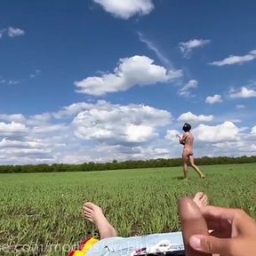 A Naked 18-year-old Boy Catches a Snake and Accidentally Sees Hot Stepdaddy's Cum Jerking off a Big Dick on the Ground