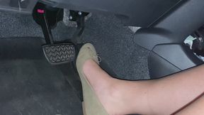 Tan flats on the pedals