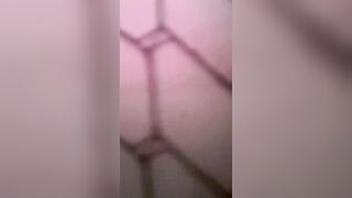 Femboy in spandex bondage suit and fishnets face sitting POINT OF VIEW