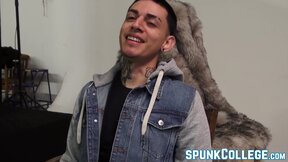 Latino twink Jordan masturbates passionately and teases solo