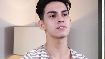 Twink Aaron Perez is fucked in the ass at gay porn casting