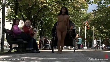 Naked Euro babe pulling chariot