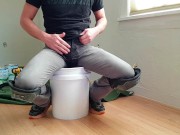 Pissing my jeans and white briefs 6 times while working = explosive cum