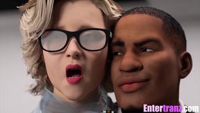 Horny futanari milf destroys her boss in 3D cartoon drip