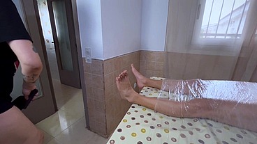 Sweet Boy gets Pegged hard and Mummified
