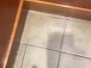 Public elevator jerk and cum