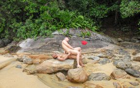 Sexy Latino lover fucks his new boyfriend by the beach after a romantic foreplay