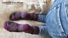 Getting Off on My Purple Argyle Socked Feet - Point-of-View Voyeur Foot Fingering Fun! A Custom Request! Video #0046 SD Version