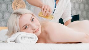 Deep-throat, butt&#x1F351;-banging, nipple-sucking, sweaty grind at sensual spa treatment