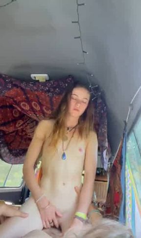 Student girl first time riding for orgasm