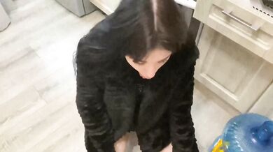 Brunette gagging on big dick gets face fucked raw