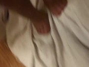 Sissy cum hands free nylon feet huge dildo