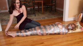 Plenty Of Plastic And Silver Duct Tape Wrap And Silence Busty Carissa Montgomery!