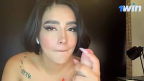 Sultry Colombian goddess provides mind-blowing footjob, along with toe-sucking and dildo-nailed sole worship - raw, unbridled XXX!